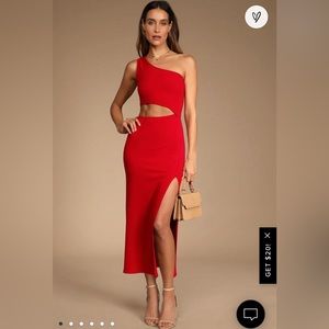 Lulus Spice Things Up Black Ribbed One-Shoulder Cutout Midi Dress